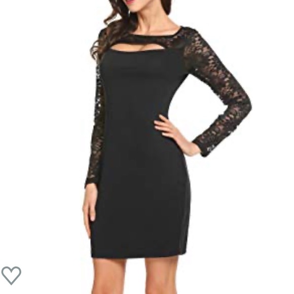Women Sexy Long Sleeve Cut Out Lace Dress - Picture 3 of 7